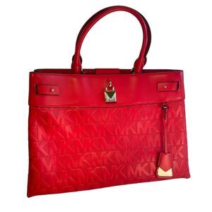 B3 MICHAEL KORS Gramercy Leather Satchel RUNWAY SAMPLE Red